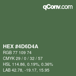 Color code: HEX #4D6D4A | qconv.com