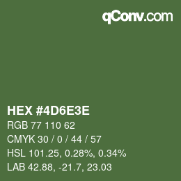 Color code: HEX #4D6E3E | qconv.com