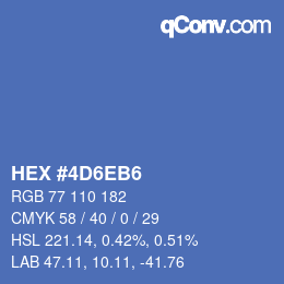 Farbcode: HEX #4D6EB6 | qconv.com