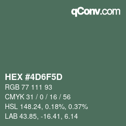 Color code: HEX #4D6F5D | qconv.com
