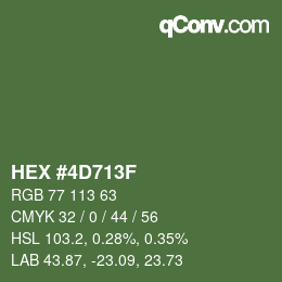 カラーコード: HEX #4D713F | qconv.com
