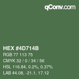 Color code: HEX #4D714B | qconv.com