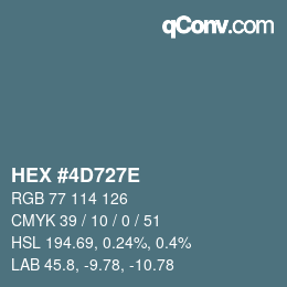 Color code: HEX #4D727E | qconv.com