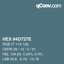 Code couleur: HEX #4D727E | qconv.com