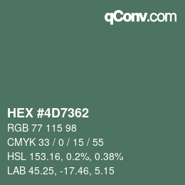 Farbcode: HEX #4D7362 | qconv.com