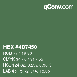 Color code: HEX #4D7450 | qconv.com