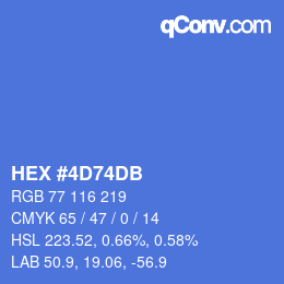 颜色代码: HEX #4D74DB | qconv.com
