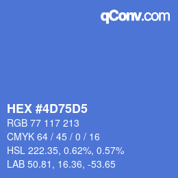 Farbcode: HEX #4D75D5 | qconv.com