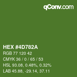 Code couleur: HEX #4D782A | qconv.com