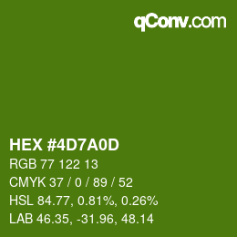 颜色代码: HEX #4D7A0D | qconv.com