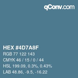 颜色代码: HEX #4D7A8F | qconv.com