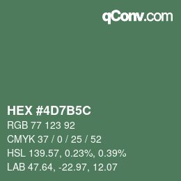 カラーコード: HEX #4D7B5C | qconv.com