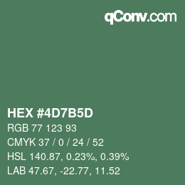 Color code: HEX #4D7B5D | qconv.com