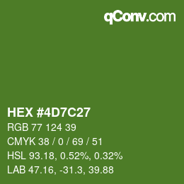 Farbcode: HEX #4D7C27 | qconv.com