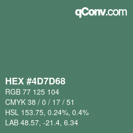 カラーコード: HEX #4D7D68 | qconv.com