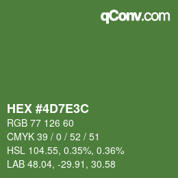 Color code: HEX #4D7E3C | qconv.com