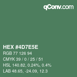 Color code: HEX #4D7E5E | qconv.com