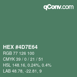 Color code: HEX #4D7E64 | qconv.com