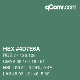 カラーコード: HEX #4D7E6A | qconv.com