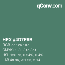 Color code: HEX #4D7E6B | qconv.com