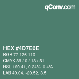Color code: HEX #4D7E6E | qconv.com