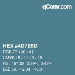 Color code: HEX #4D7E8D | qconv.com