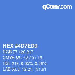 カラーコード: HEX #4D7ED9 | qconv.com