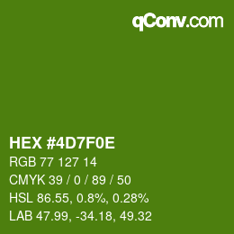 Color code: HEX #4D7F0E | qconv.com