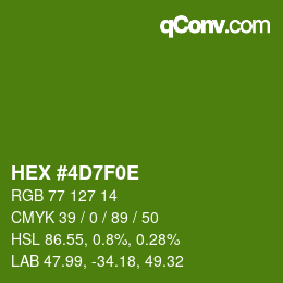 Color code: HEX #4D7F0E | qconv.com