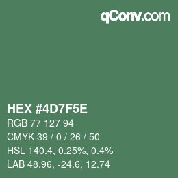Color code: HEX #4D7F5E | qconv.com