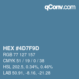 カラーコード: HEX #4D7F9D | qconv.com