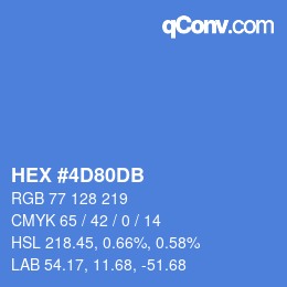 颜色代码: HEX #4D80DB | qconv.com