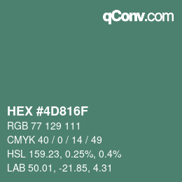 Farbcode: HEX #4D816F | qconv.com
