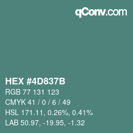 カラーコード: HEX #4D837B | qconv.com