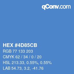 Color code: HEX #4D85CB | qconv.com