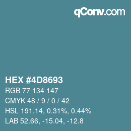 カラーコード: HEX #4D8693 | qconv.com