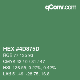 Color code: HEX #4D875D | qconv.com