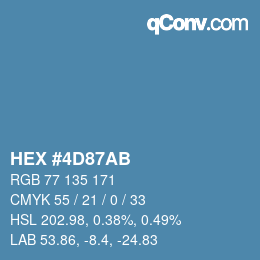 Color code: HEX #4D87AB | qconv.com