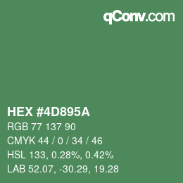 Color code: HEX #4D895A | qconv.com