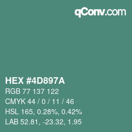 Color code: HEX #4D897A | qconv.com