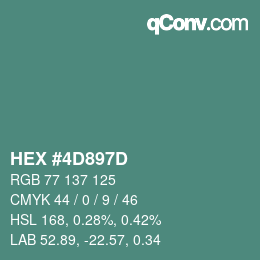 Color code: HEX #4D897D | qconv.com