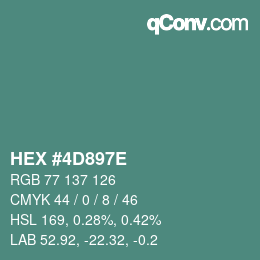 Color code: HEX #4D897E | qconv.com
