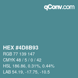 颜色代码: HEX #4D8B93 | qconv.com