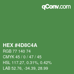 Color code: HEX #4D8C4A | qconv.com