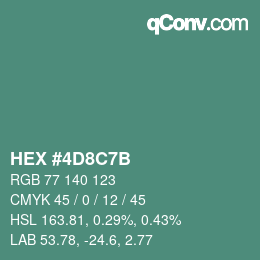 カラーコード: HEX #4D8C7B | qconv.com