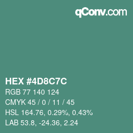 カラーコード: HEX #4D8C7C | qconv.com