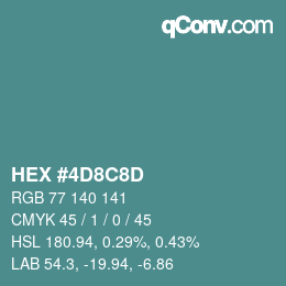Color code: HEX #4D8C8D | qconv.com