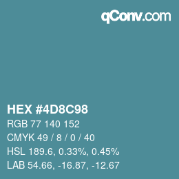 カラーコード: HEX #4D8C98 | qconv.com