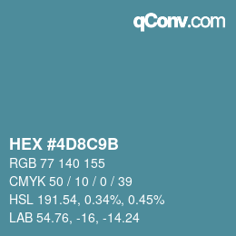 カラーコード: HEX #4D8C9B | qconv.com
