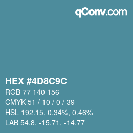 Color code: HEX #4D8C9C | qconv.com